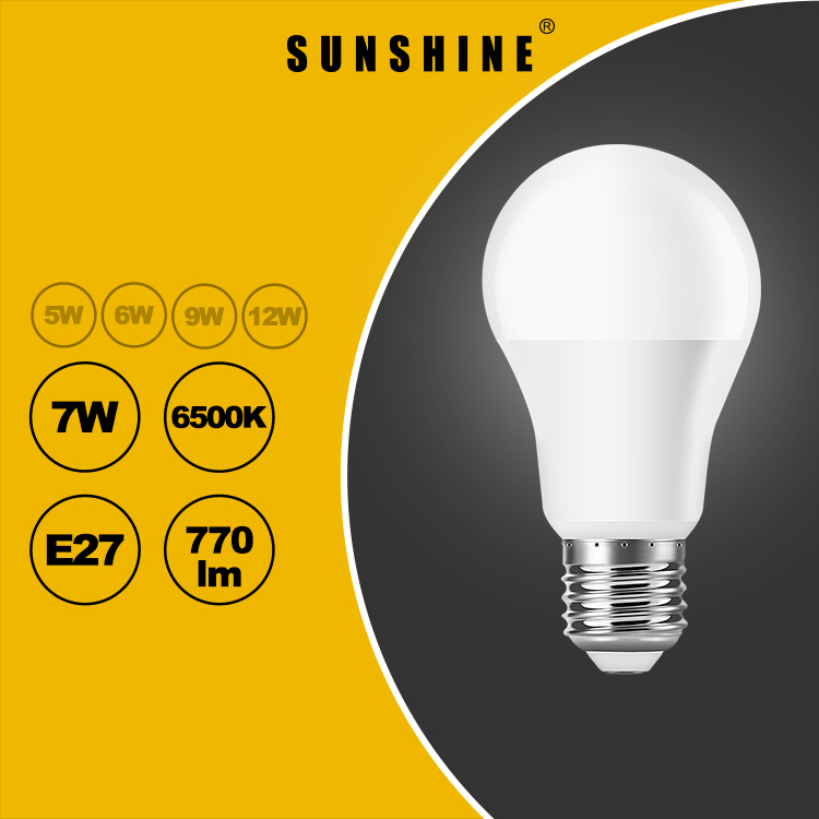 LED燈膽(A60球膽) 7W E27大螺頭 白光6500K / 黃光3000K LGT-7E27D/W-2
