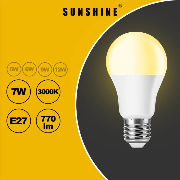 LED燈膽(A60球膽) 7W E27大螺頭 白光6500K / 黃光3000K LGT-7E27D/W-2