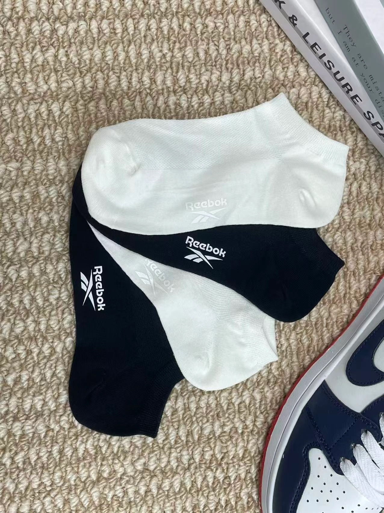 代購-Reebok 7A抗菌 純色網眼簡約 透氣吸汗 8雙裝