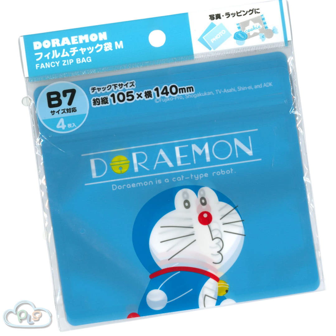 現貨 拉錬小塑膠袋 (105 X 140mm) 4pcs/set 藍色 多啦A夢 #22496