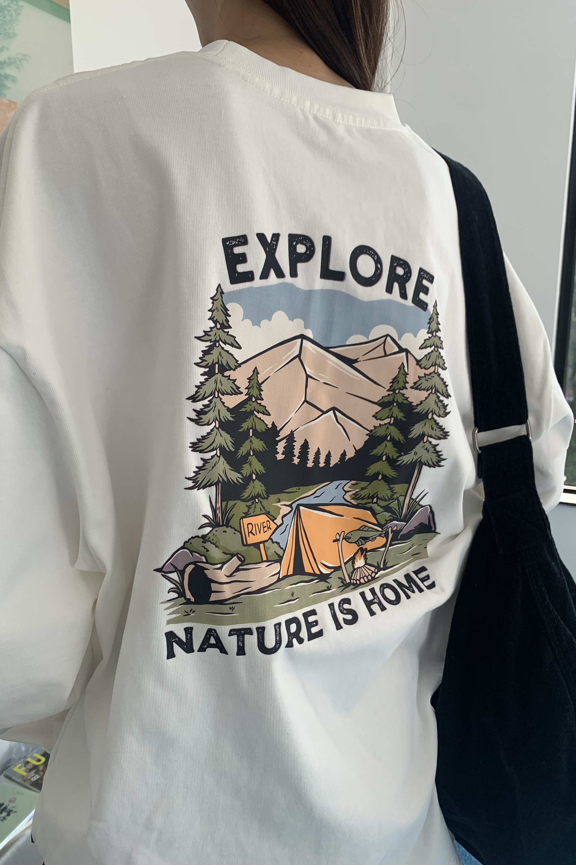 探索自然印花長袖t 2色