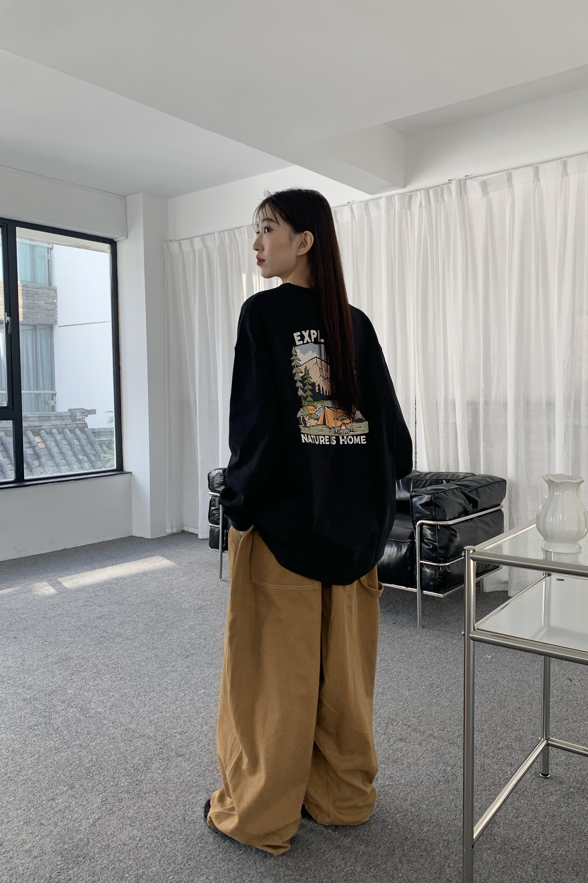 探索自然印花長袖t 2色