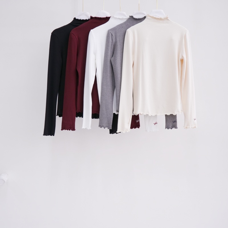 法朵Fado Shop｜袖口繡蝴蝶 結* ୨ৎ捲邊羊絨立領衫 011A477 五色