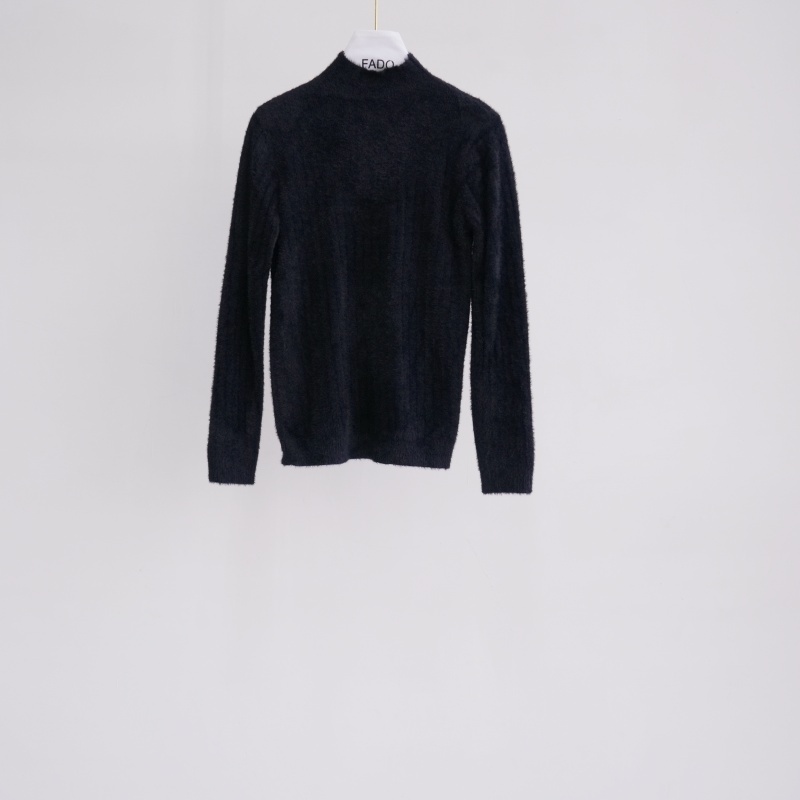 法朵Fado shop｜坑紋微立領水貂毛衫 091A021  三色