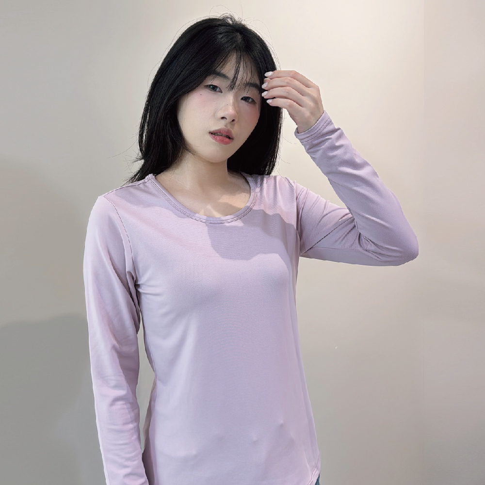 【圓領】速暖絨保暖衣3.0-粉紫