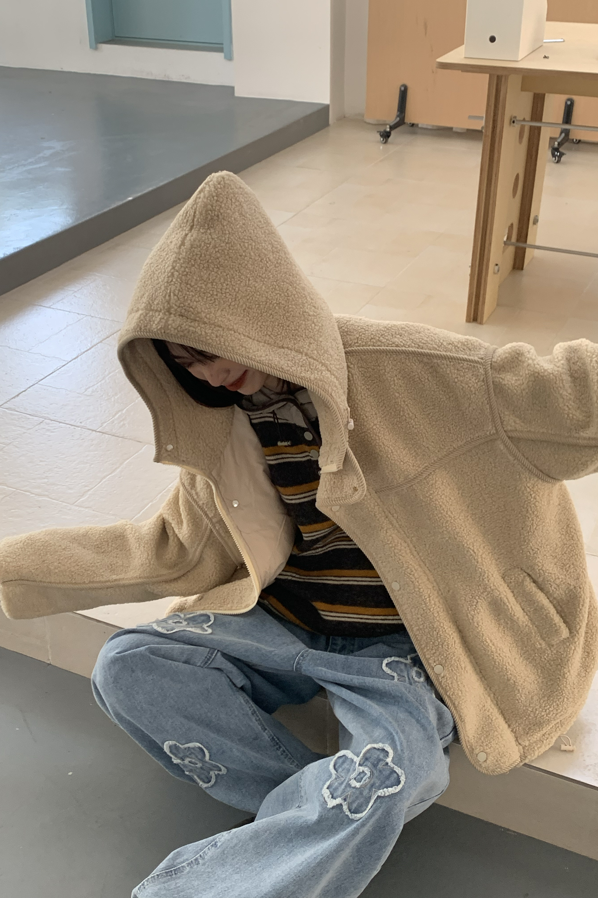 日系泰迪拉鏈壓釦外套 3色