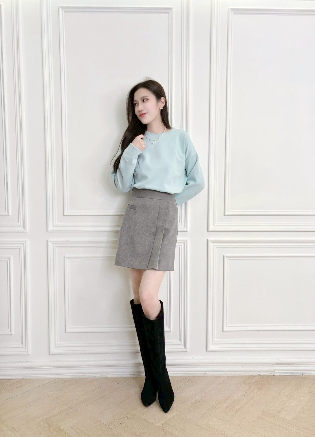 時髦長腿麂皮長靴