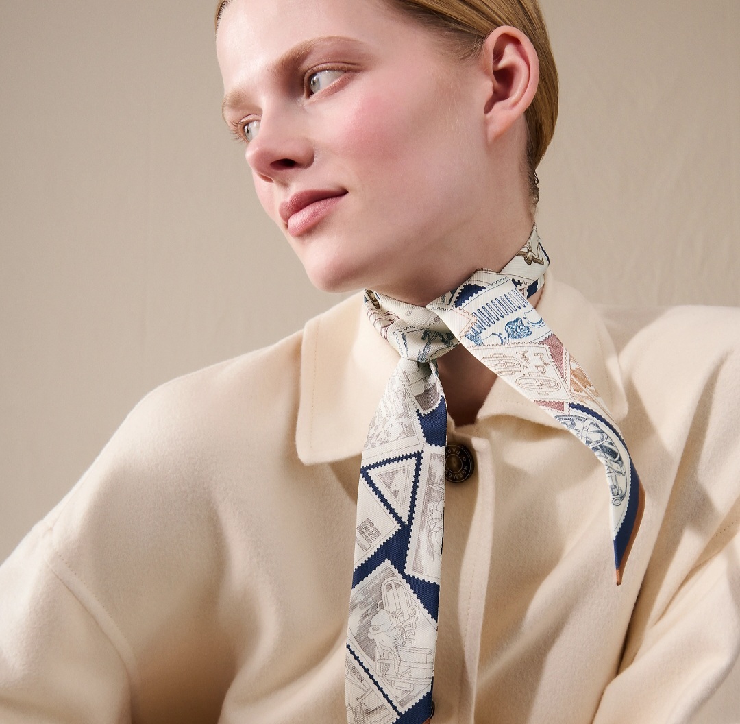 HERMES Le Philateliste du Faubourg Twilly bleu marine / crème / caramel