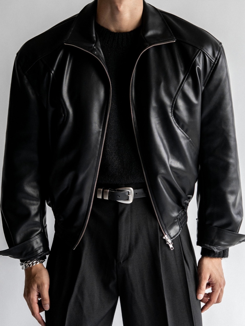 Pio 曲線皮革夾克