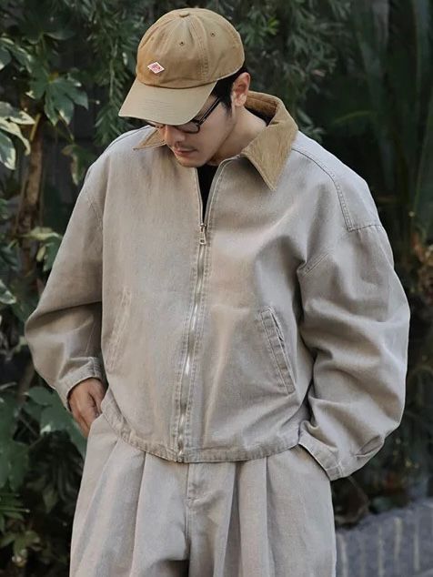 洗水拼領拉鍊外套 FARMERS-097JK