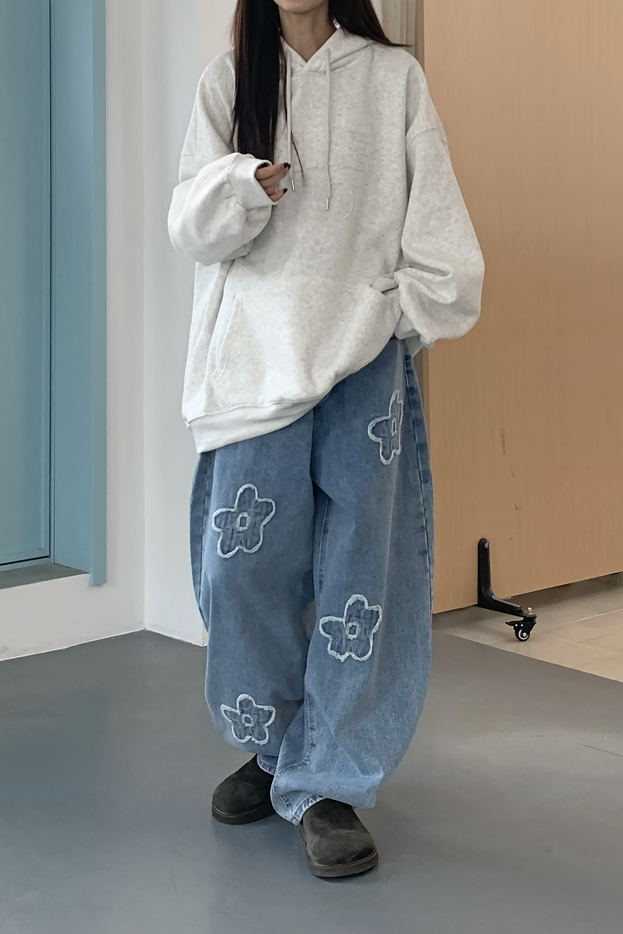 立體不收邊花花牛仔褲 2色