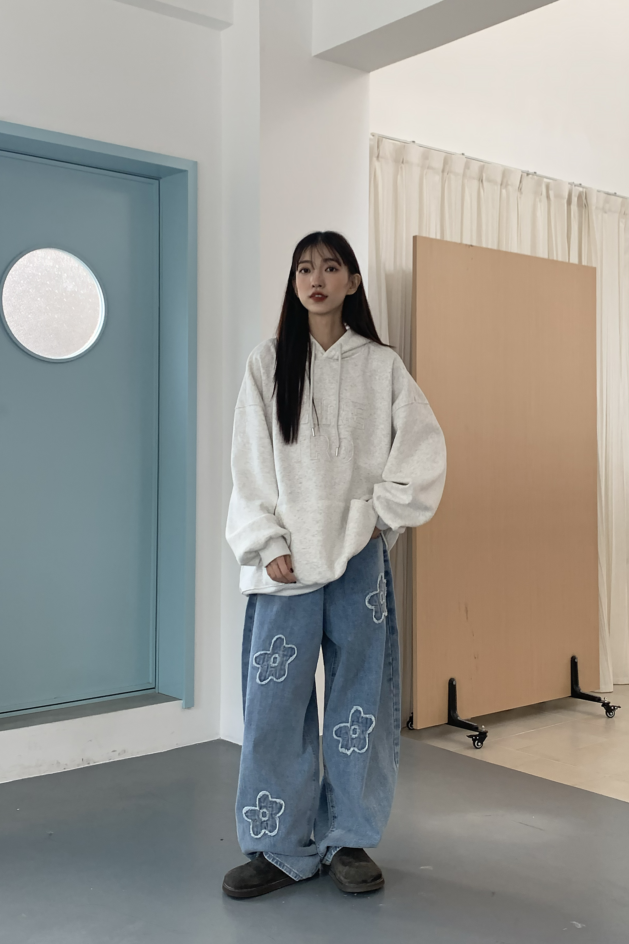 立體不收邊花花牛仔褲 2色