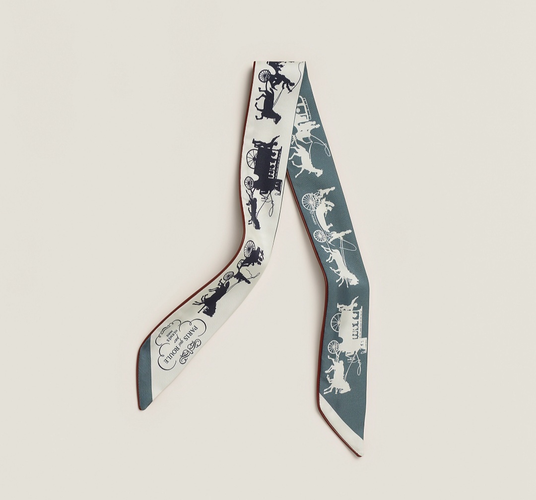 HERMES Paris Qui Roule forever Twilly craie / caban / ardoise