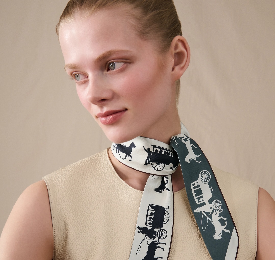 HERMES Paris Qui Roule forever Twilly craie / caban / ardoise