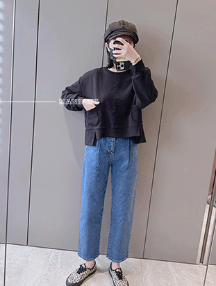 ᴴᴼᵀ ▸▸店長推薦◃◃ 秋冬新款/造型下缺口雙口袋圓領上衣 MANIFEST正韓🇰🇷