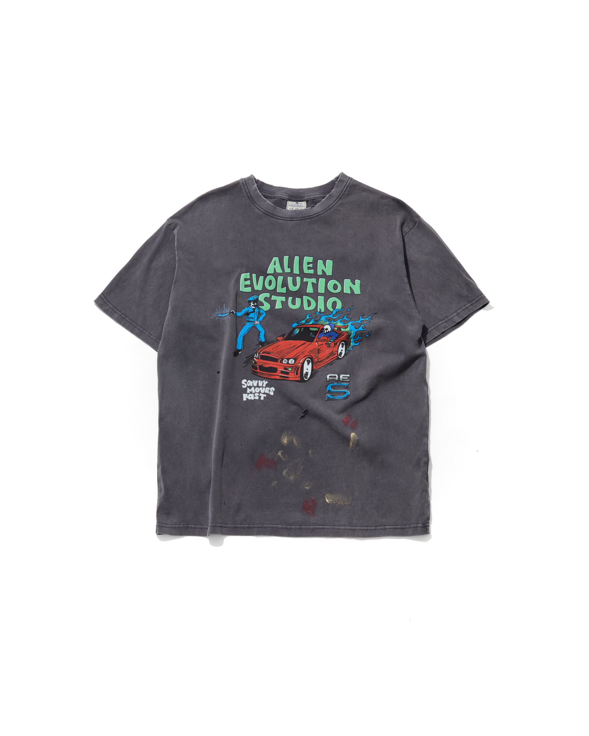 AES SPEEDING SKULL VINTAGE WASHED OVERSIZE TEE