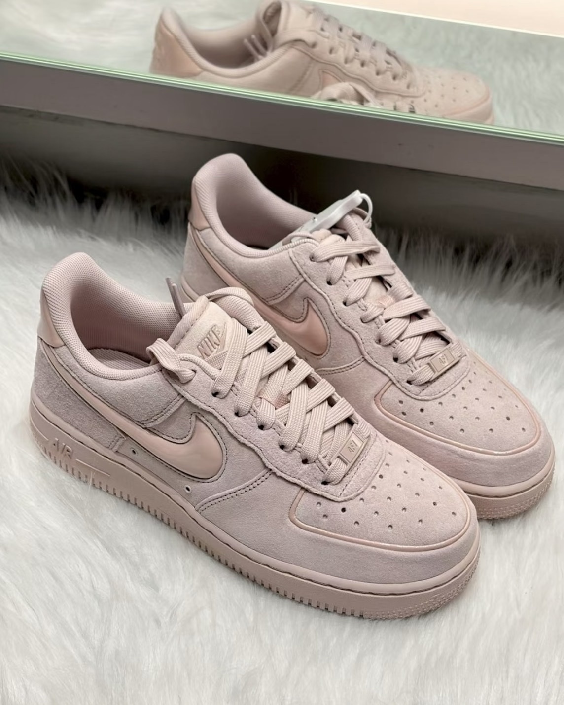Nike Air Force 1 櫻花粉 淡粉 麂皮 絨面 果凍立體勾勾 低筒休閒鞋 女鞋