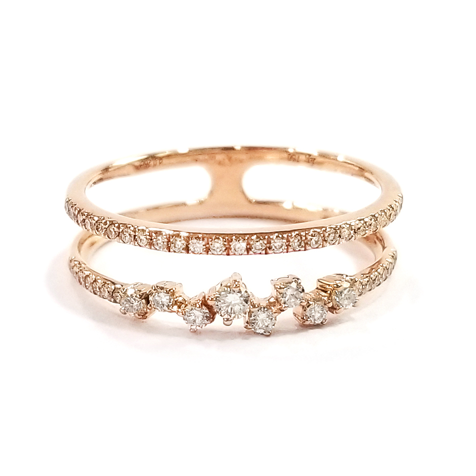 18K玫瑰金天然鑽石戒指