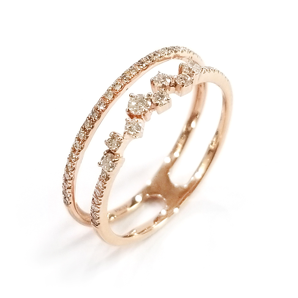 18K玫瑰金天然鑽石戒指