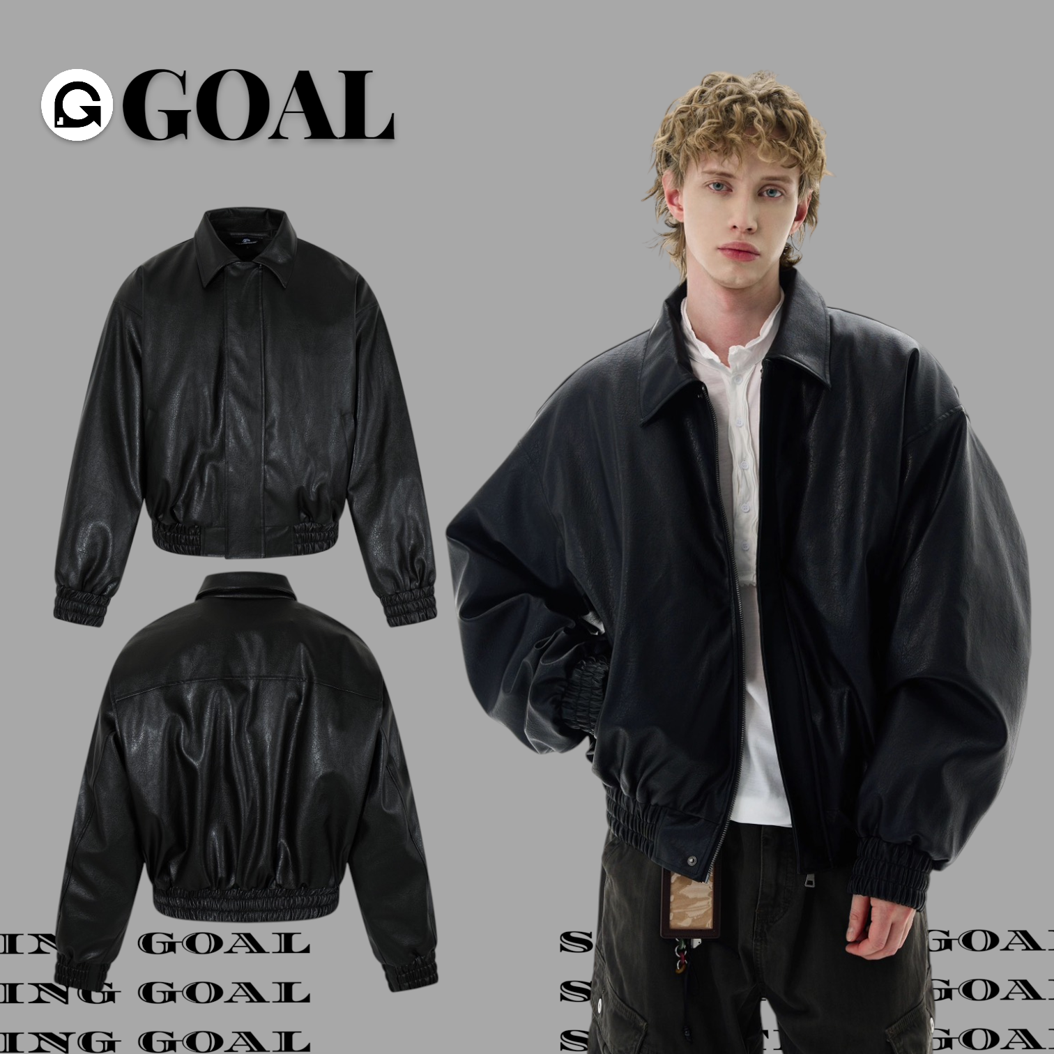 (GOAL) 美式復古加絨皮外套 aw25084