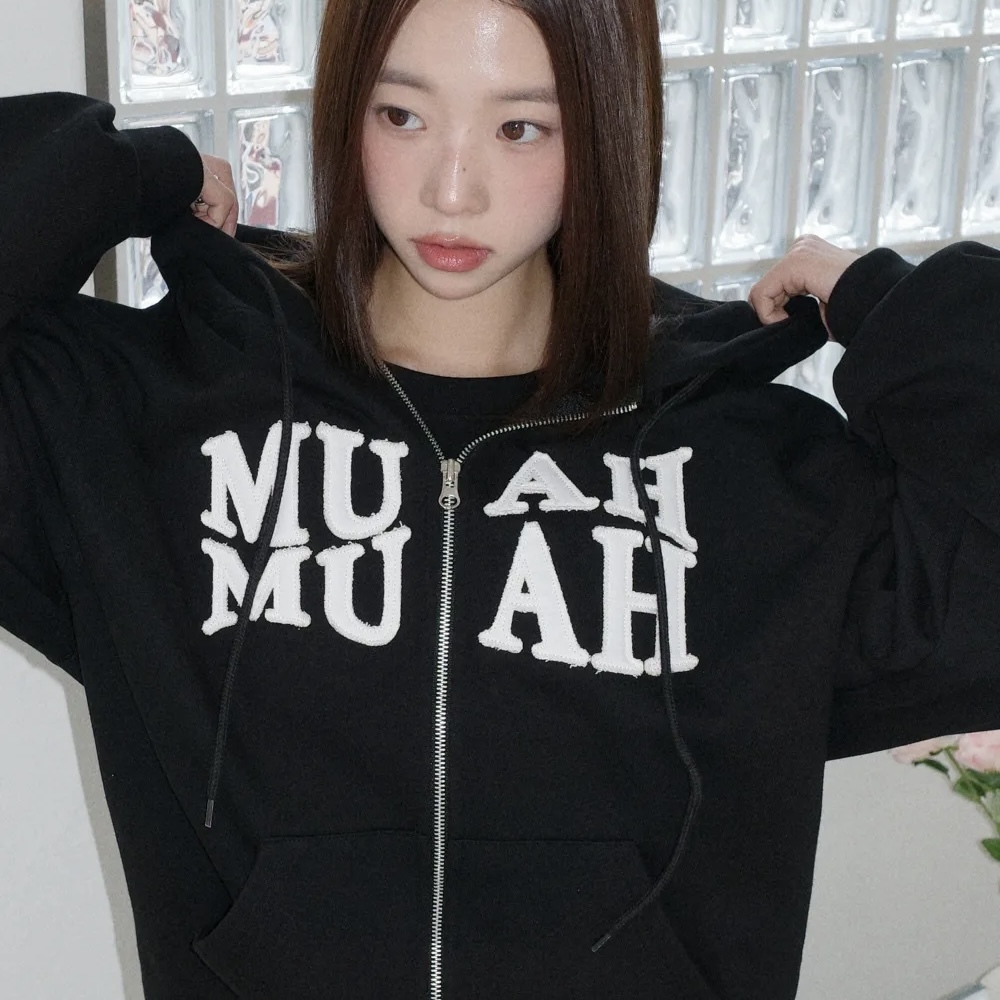 MUAHMUAH 印花貼布LOGO 連帽外套 休閒 三色 韓國代購