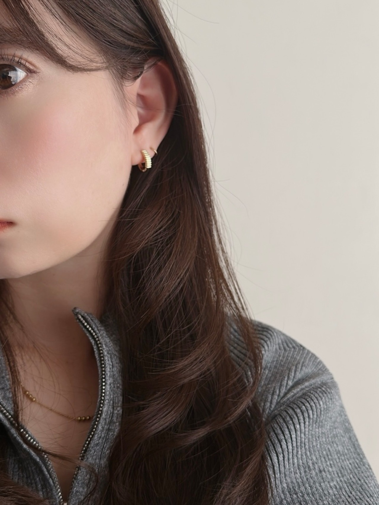 S925 stripe pattern hoop pierce