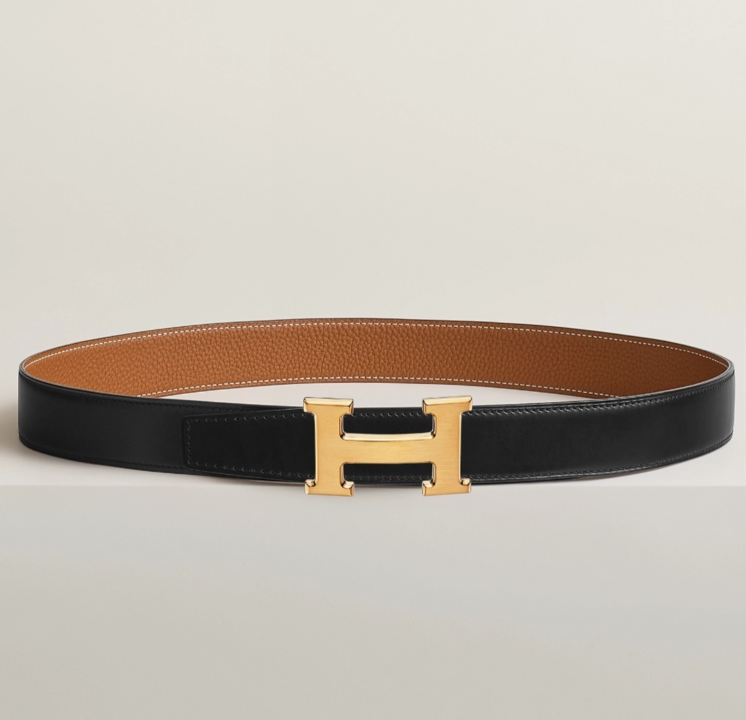 Hermes Men Belt Noir/Gold 32mm 磨紗金扣