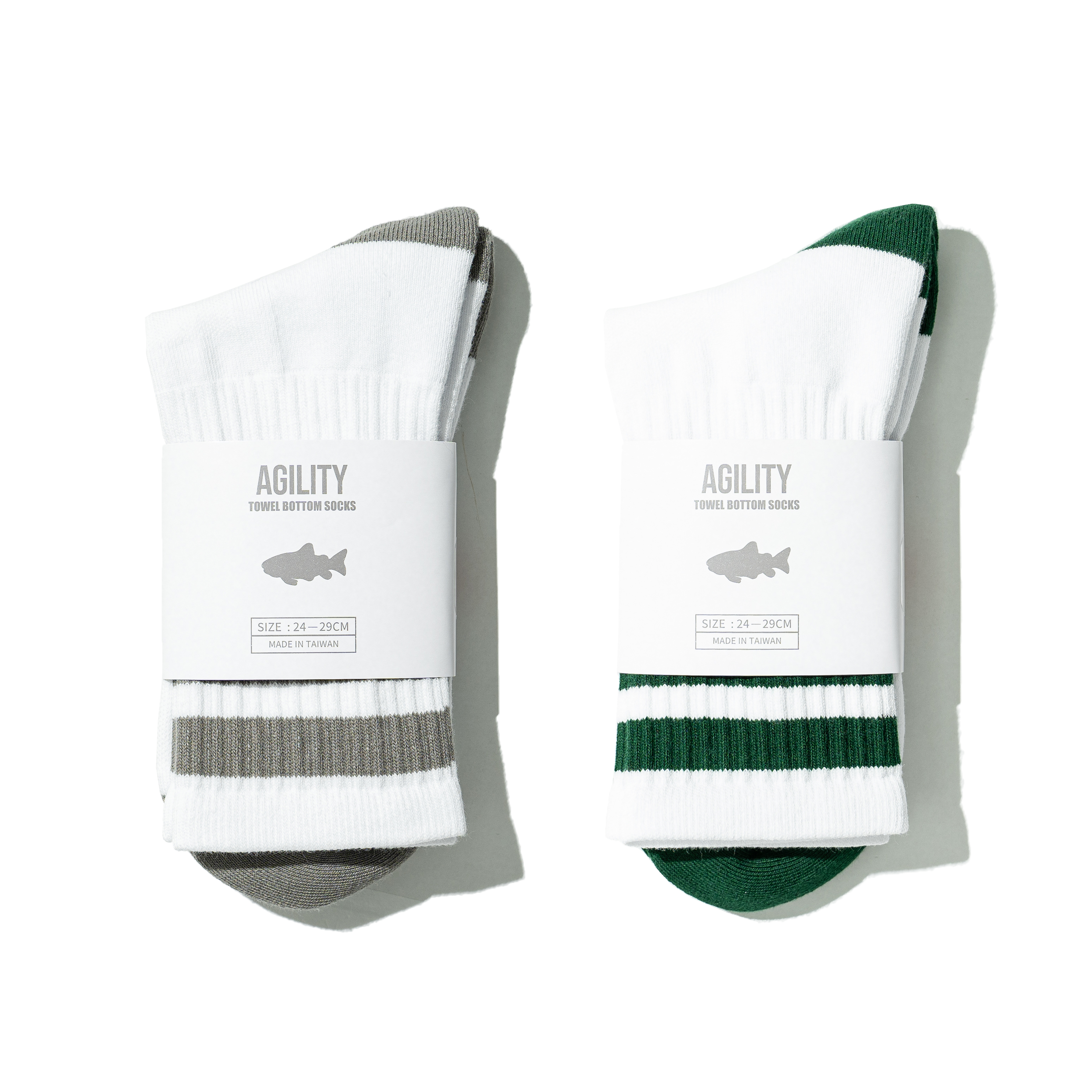 AGILITY CREW Striped Ribbed Socks 草寫刺繡 條紋長襪 [SC98]