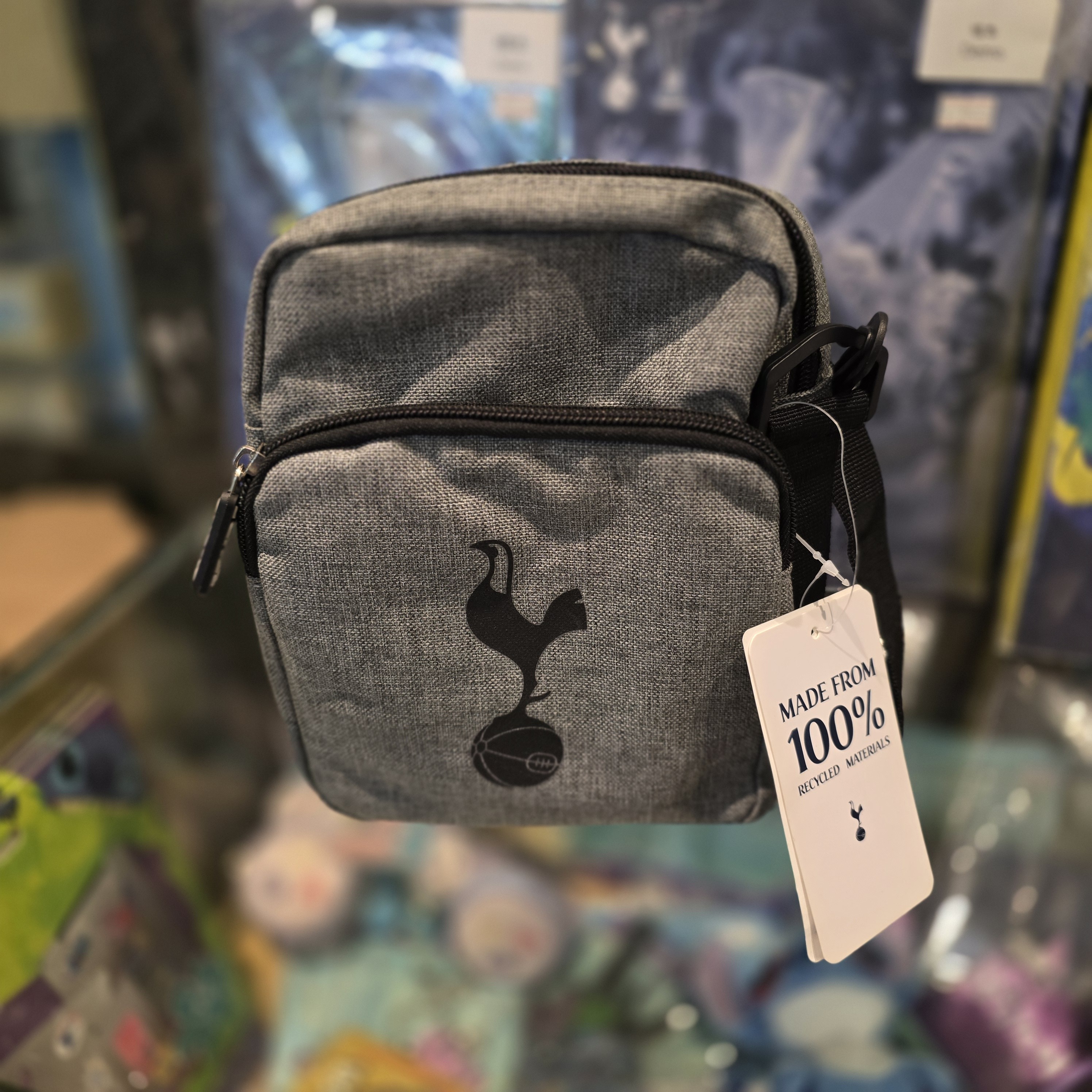 熱刺灰色藍會徽小斜孭袋