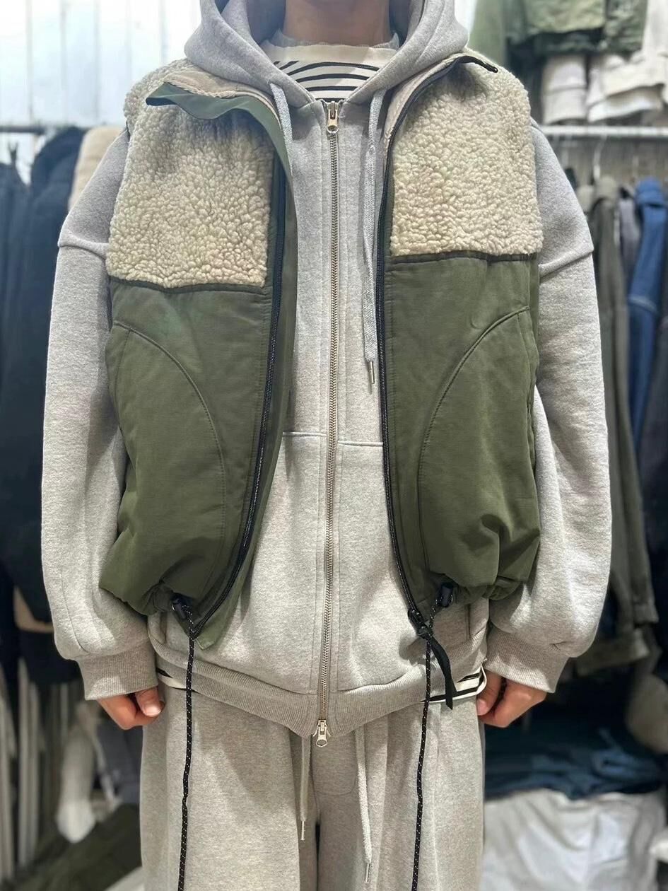 拼毛絨企領拉鍊背心褸 FARMERS-123V