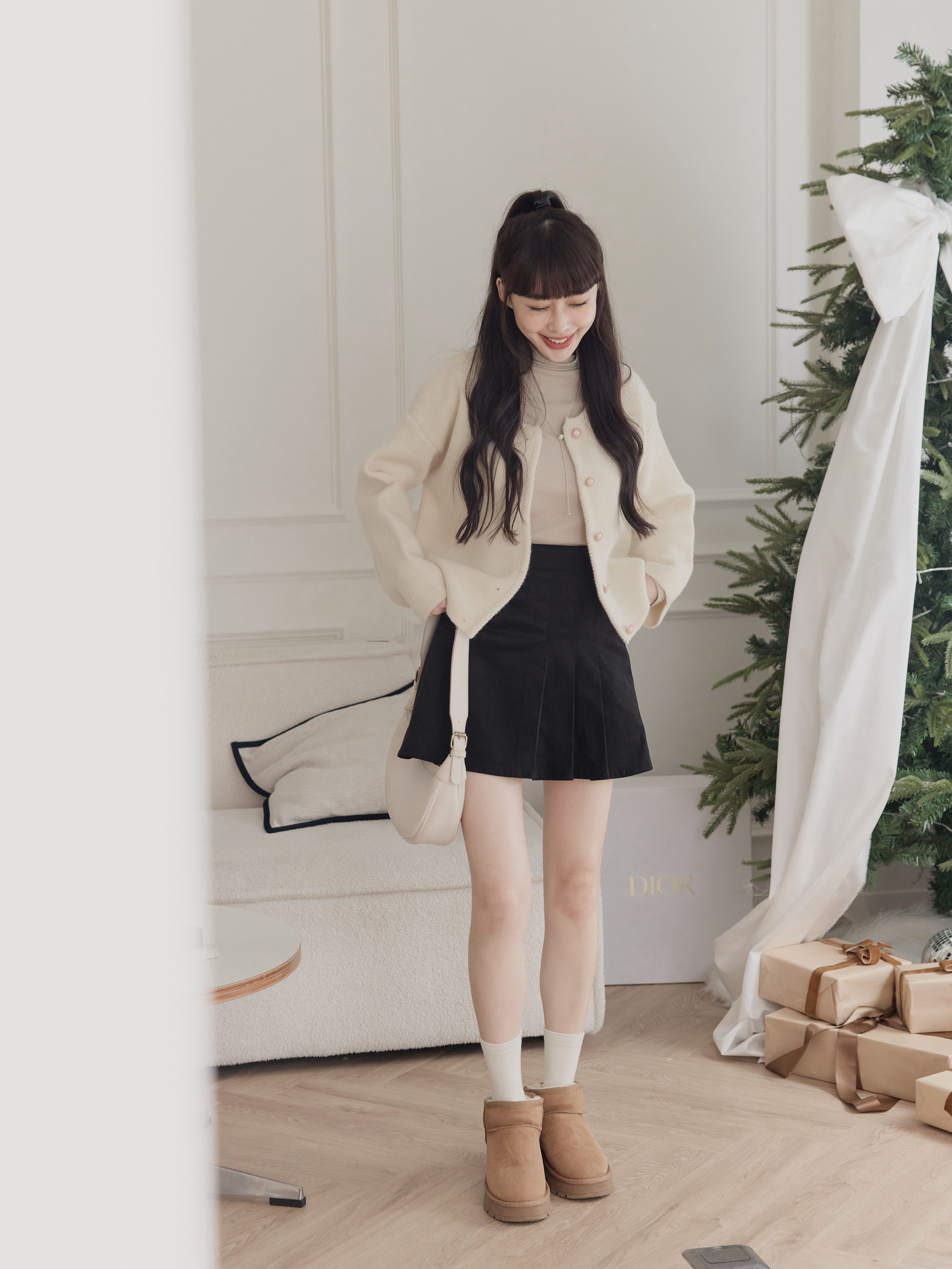 圓領金釦兩穿針織