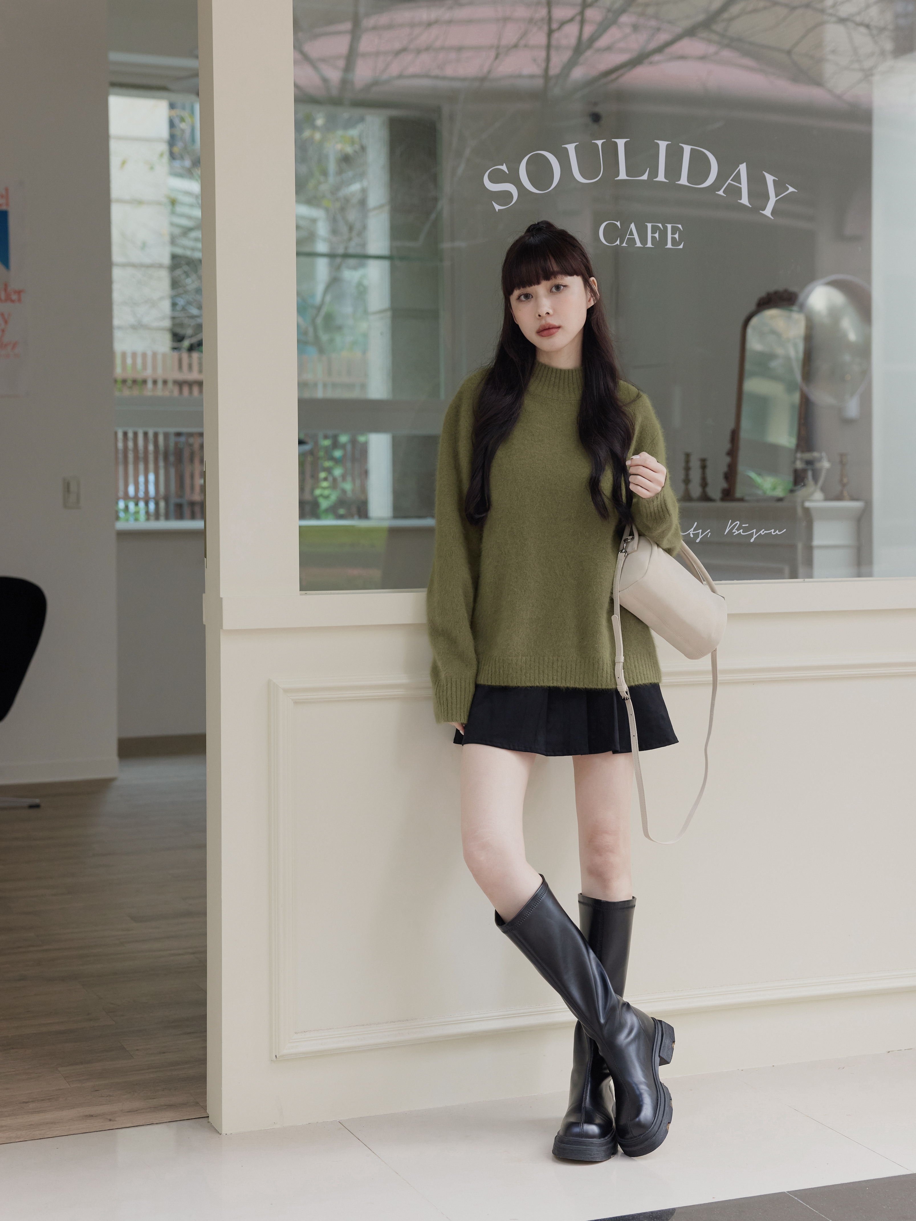 100%羊毛極親膚立領毛衣