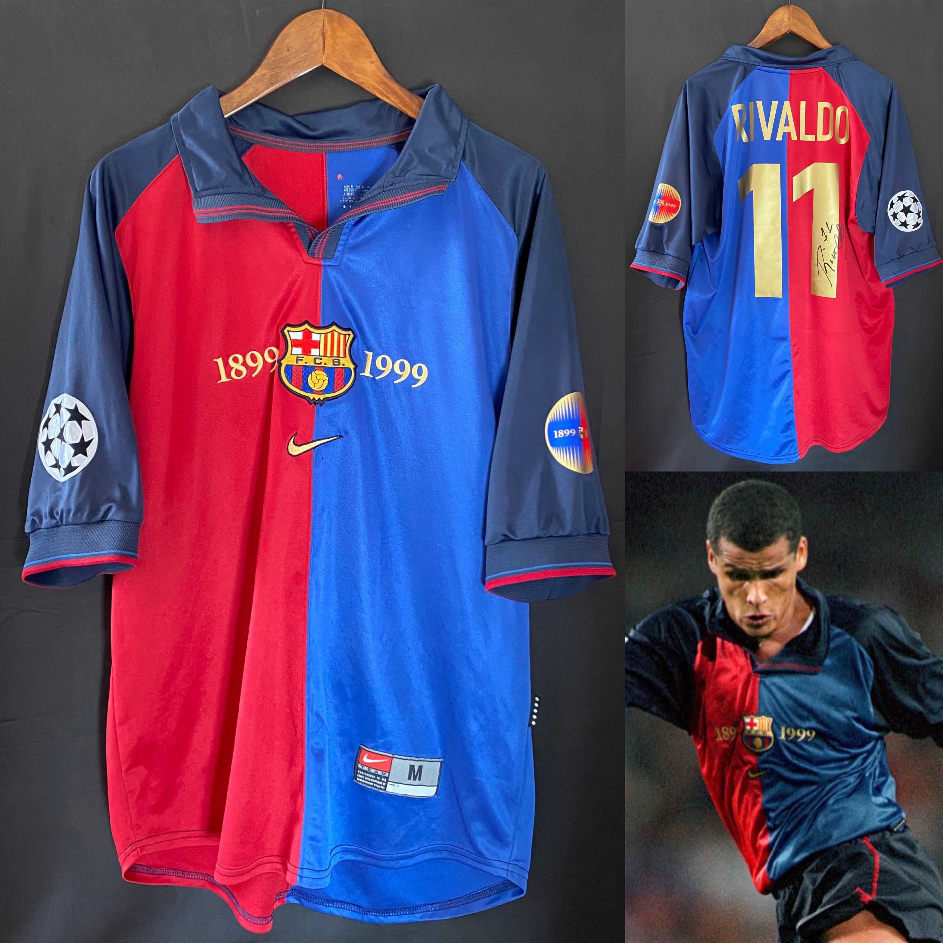 (Signed) FC Barcelona 1999-2000 Nike Centernary Home Shirt #11 RIVALDO