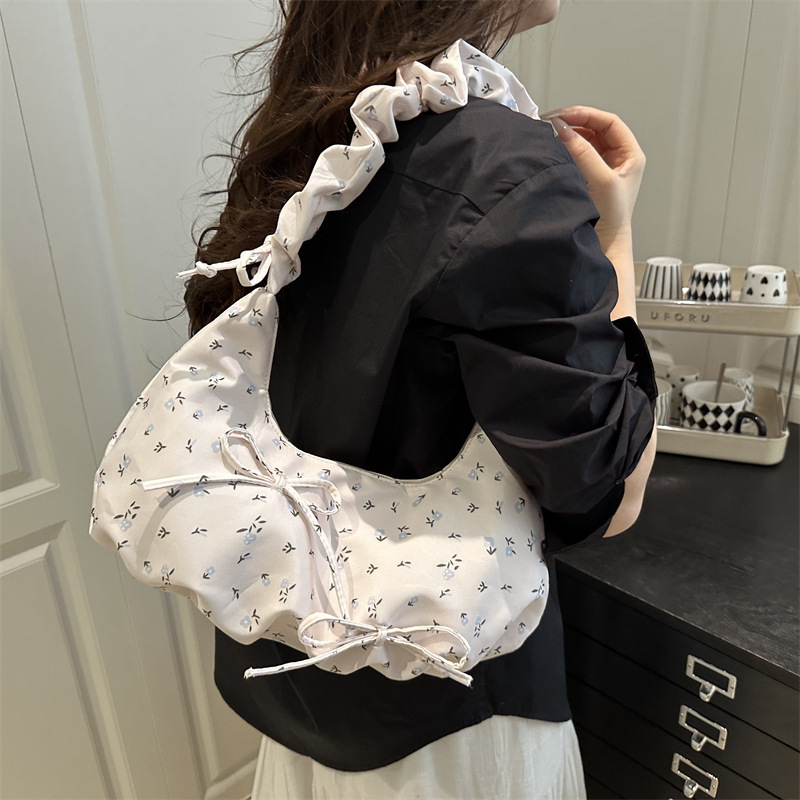 Bow Floral Ruffle Cloud Underarm Shoulder Bag