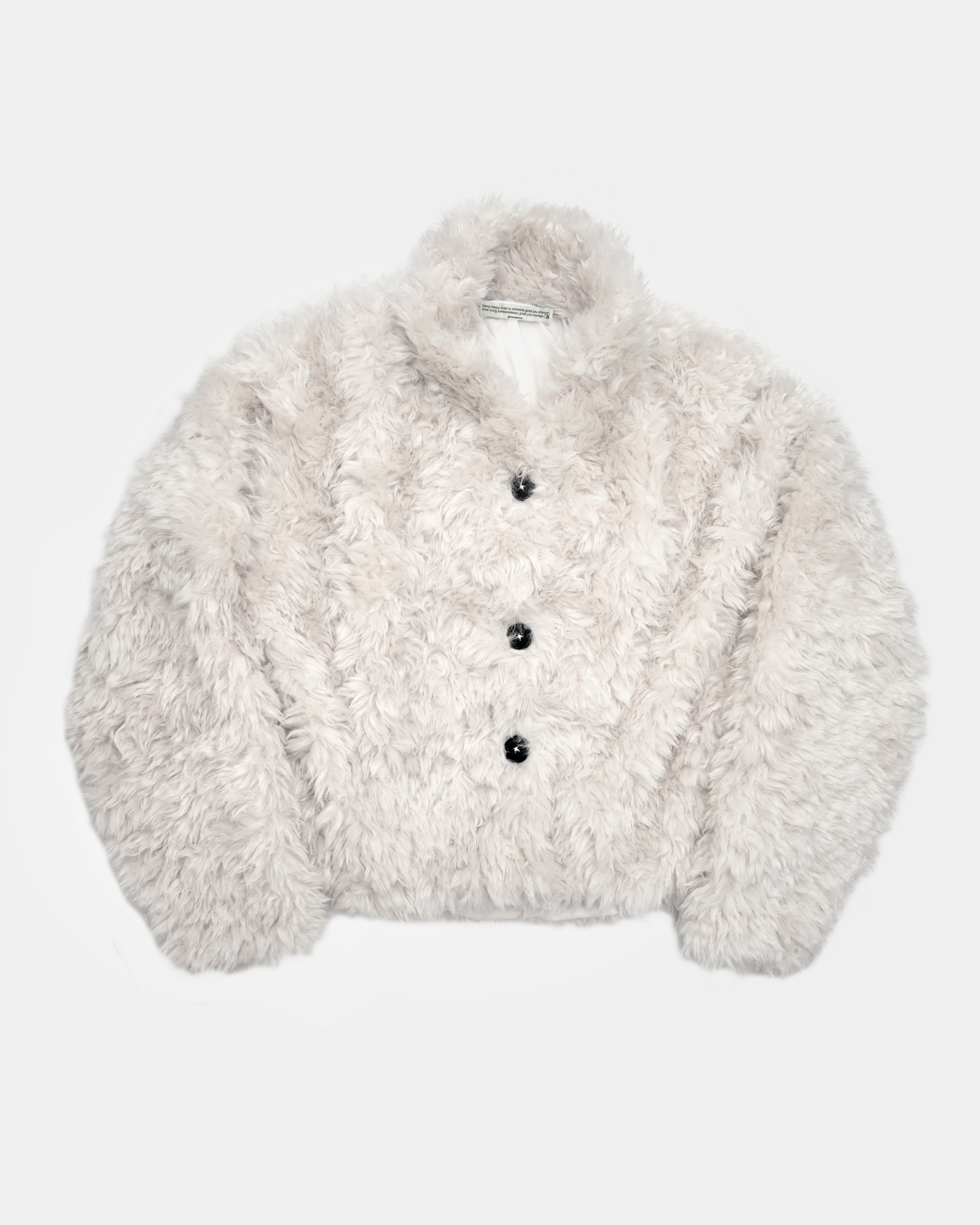 [預購] TN MADE 25AW - Mohair Curl Coat 安哥拉捲絨毛鉤釦外套 (珍珠白色)