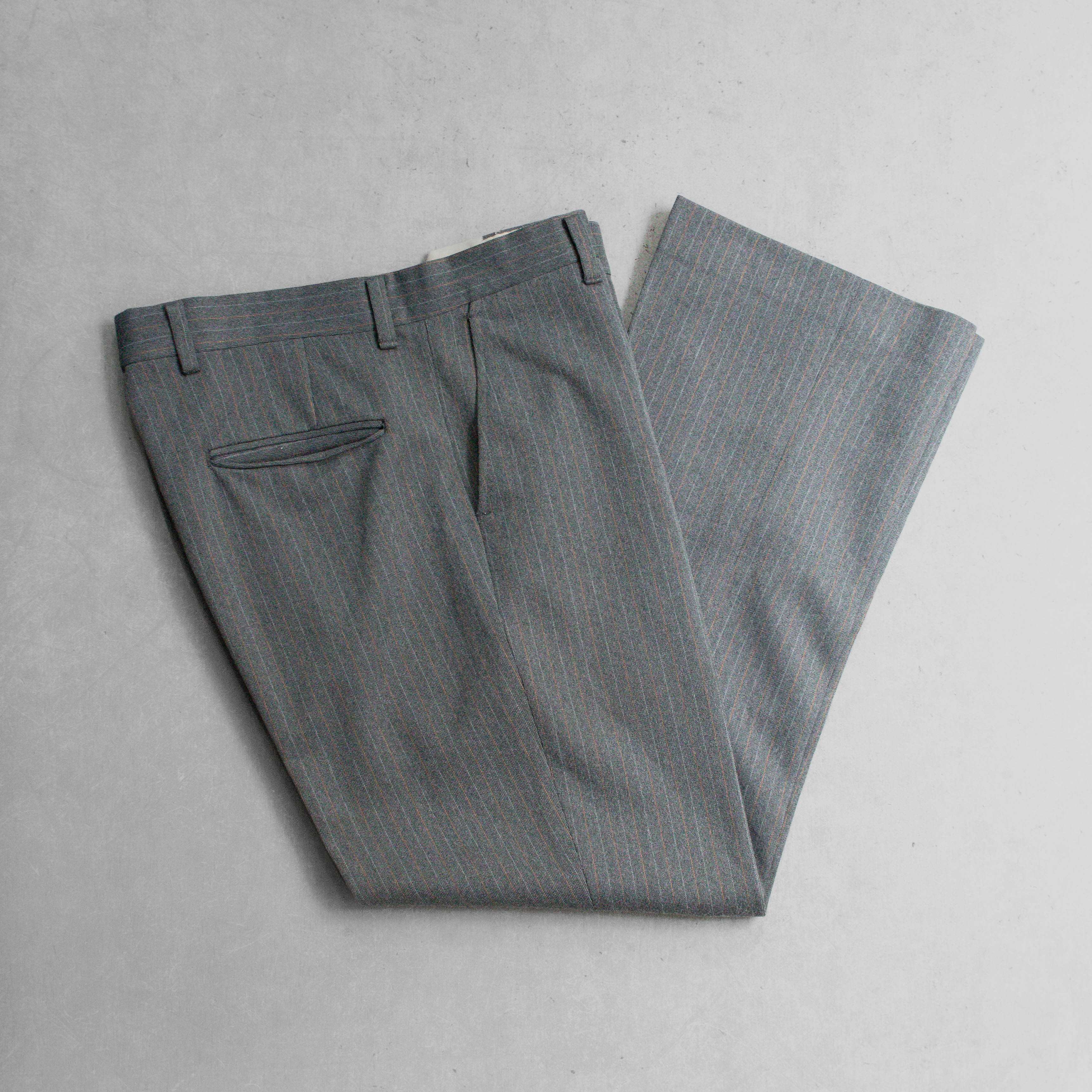 70-80S VINTAGE STRIPE SLACKS 美國 灰色 條紋 直筒 西部 長褲
