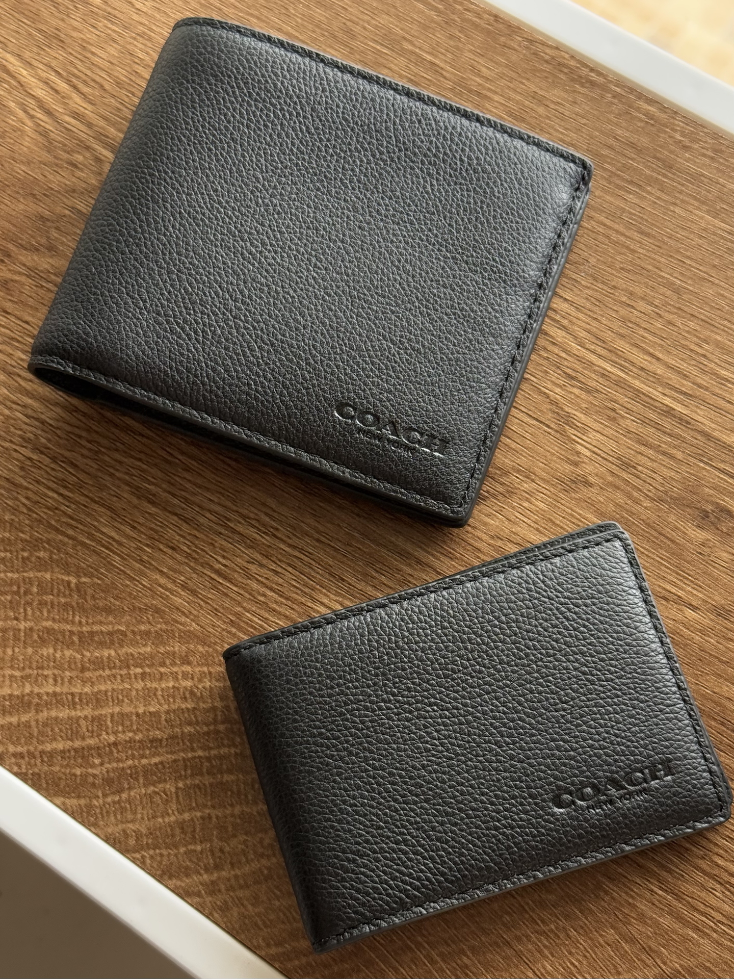 代購-COACH 3 IN 1 Wallet 短款 可抽離卡包 荔枝紋 牛皮 錢包 黑色