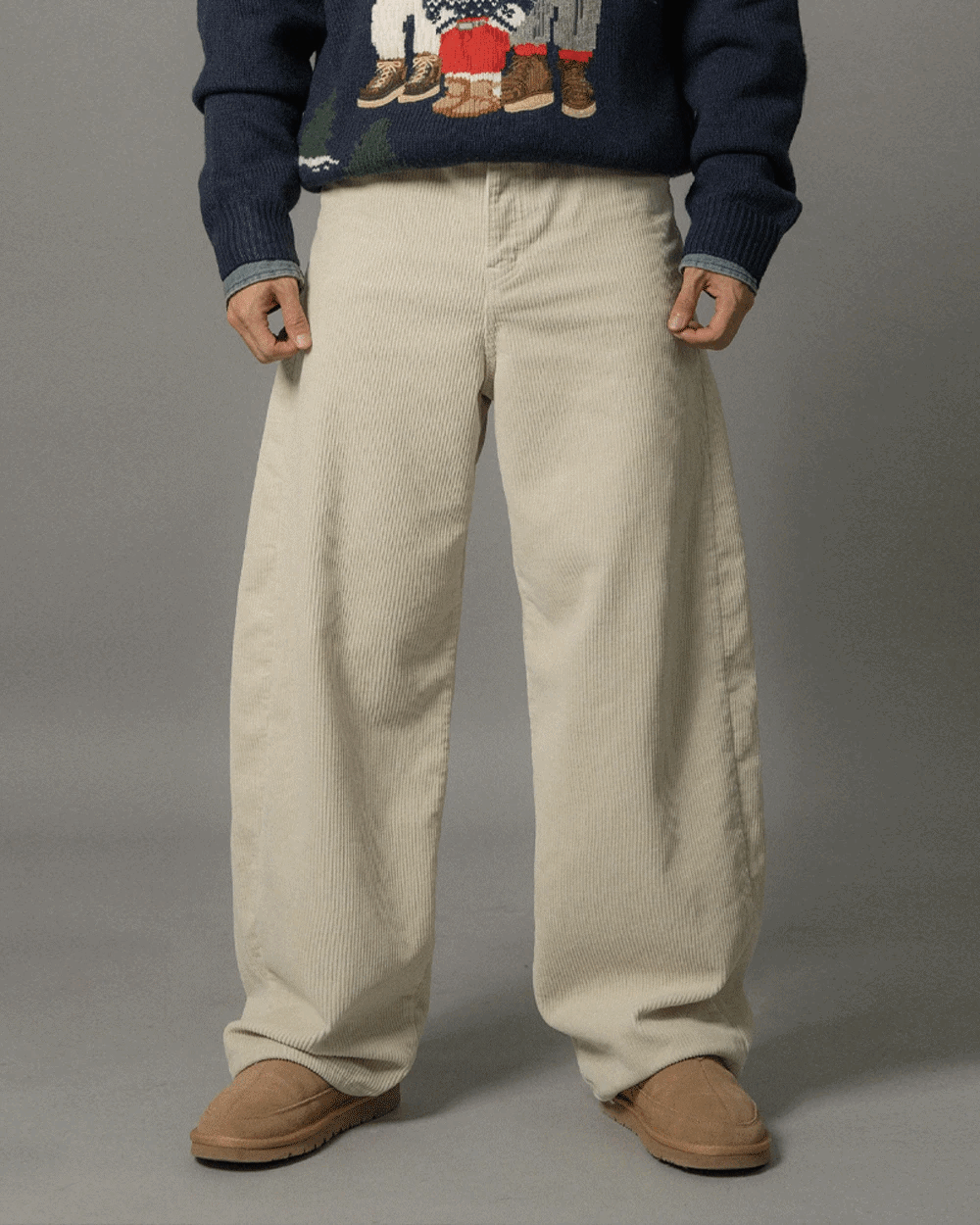 燈芯絨彎刀休閒褲