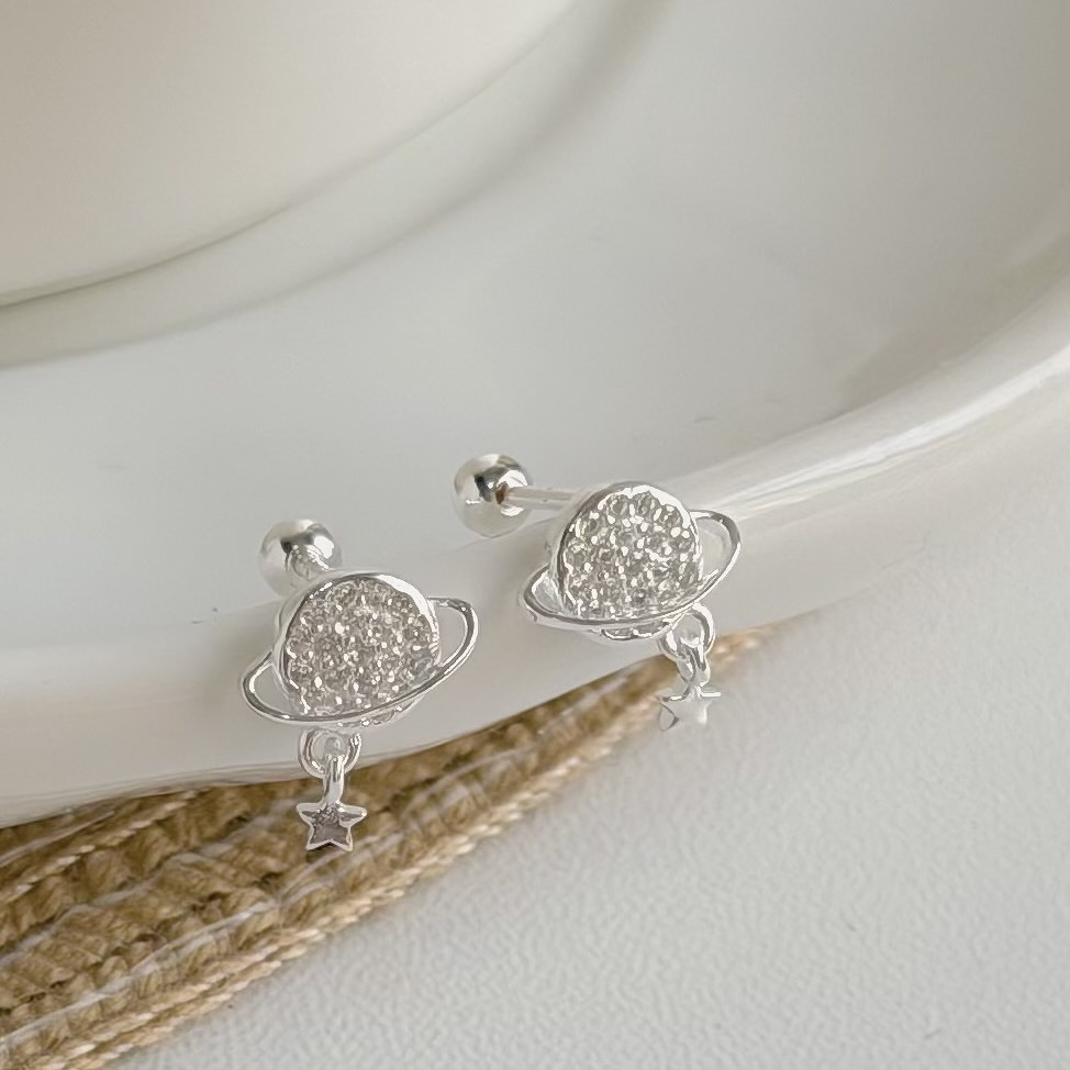 Y454排鑽星球垂吊純銀鎖針