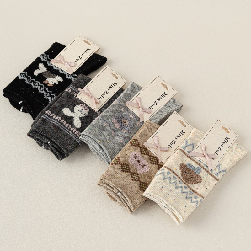 《12252》小動物們與菱格款短襪