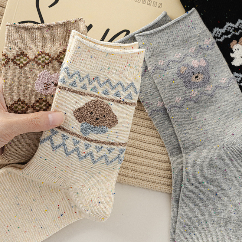 《12252》小動物們與菱格款短襪