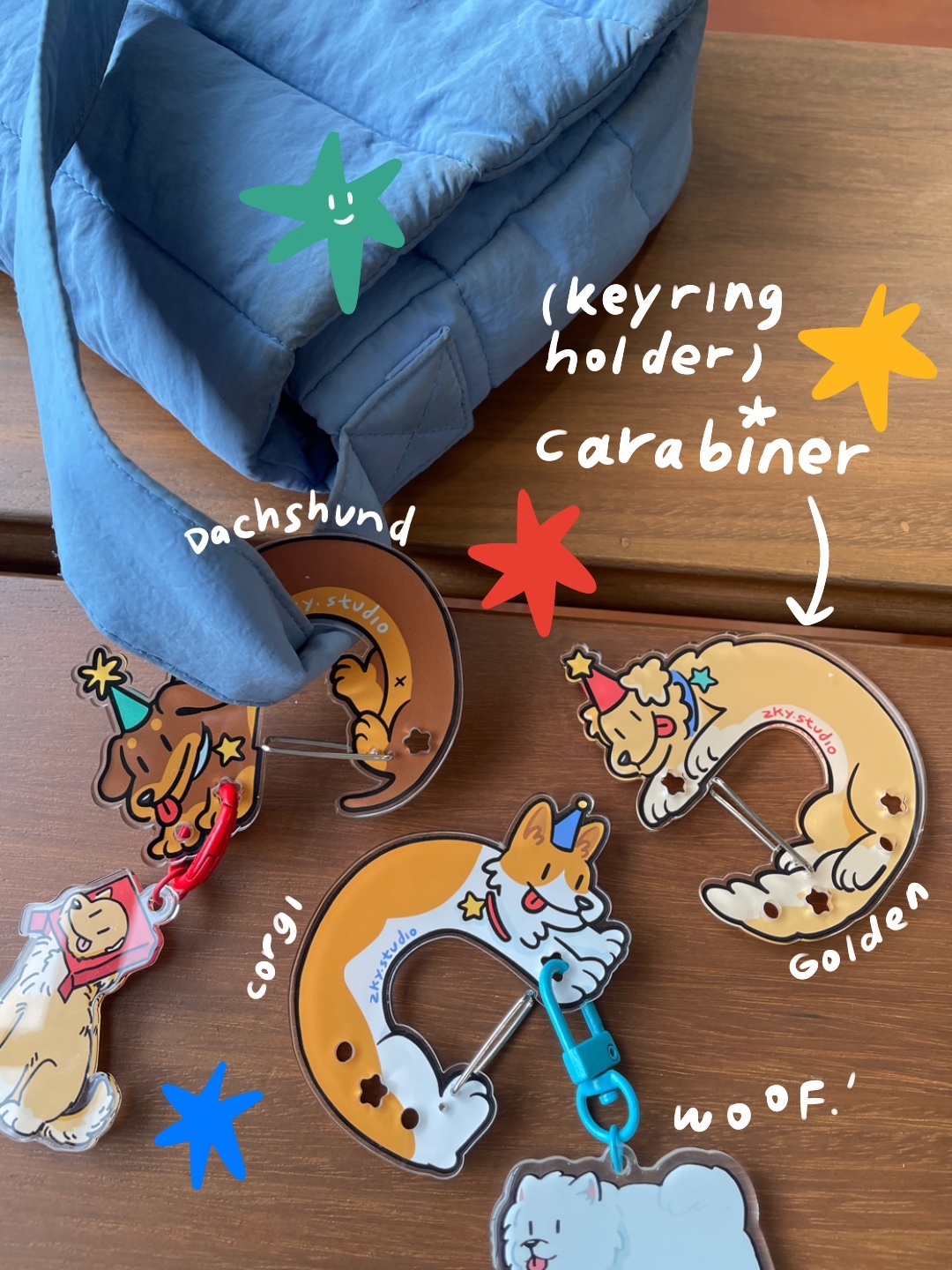 泰國插畫品牌zky.studio|狗狗造型壓克力扣環