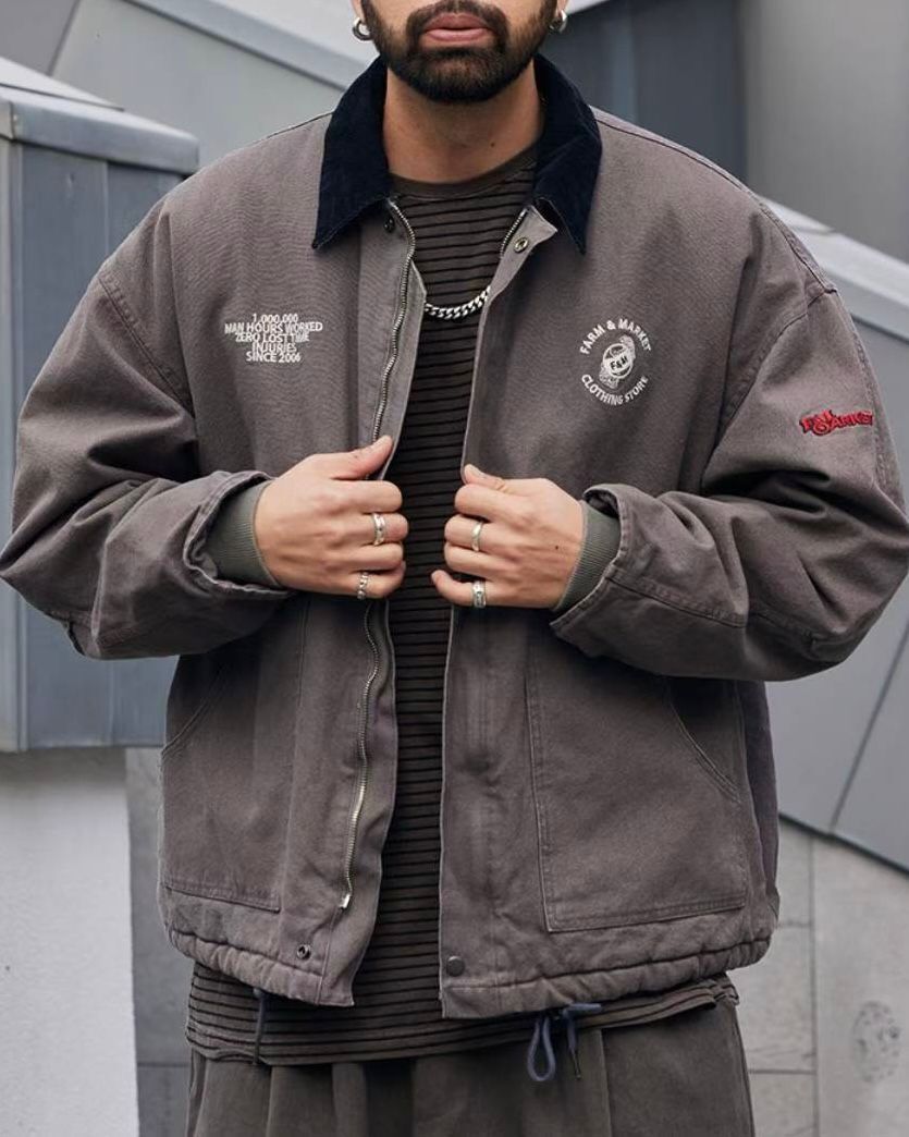 (薄夾棉)反領拉鍊外套 FARMERS-053JK