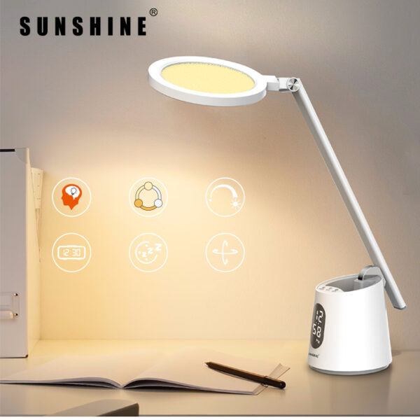 多功能LED檯燈 三色溫3000K+4000K+6000K 時鐘設計 筆筒型設計 FTL026WH