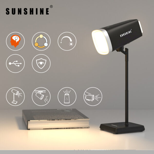 可充電多功能磁吸式LED檯燈 6W 3000K-6500K 黑色 FTL025BK