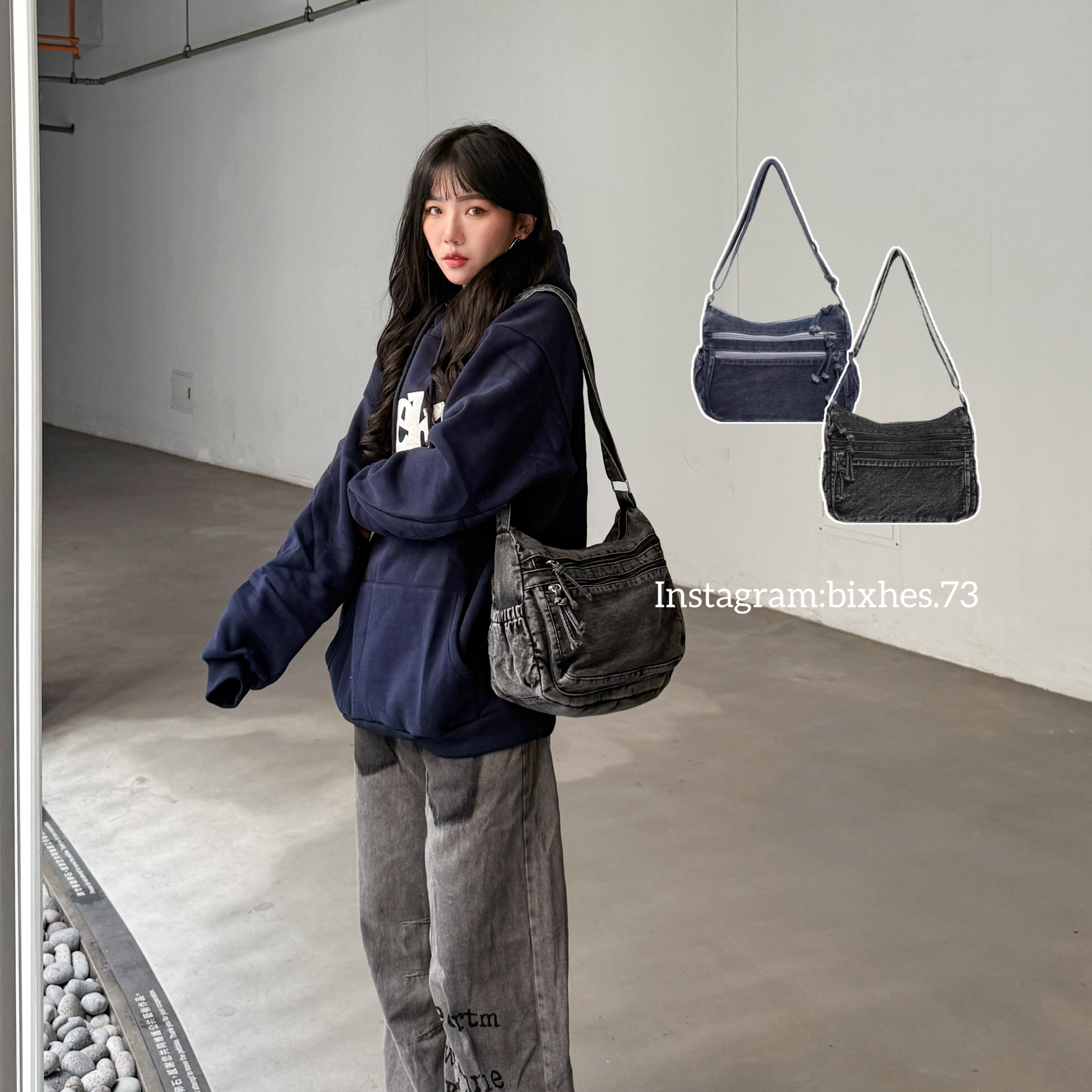 水洗多口袋牛仔包(M00006)