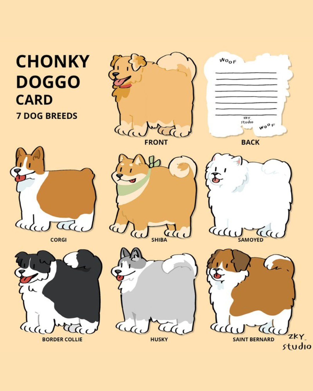 泰國插畫品牌zky.studio|狗狗造型小卡