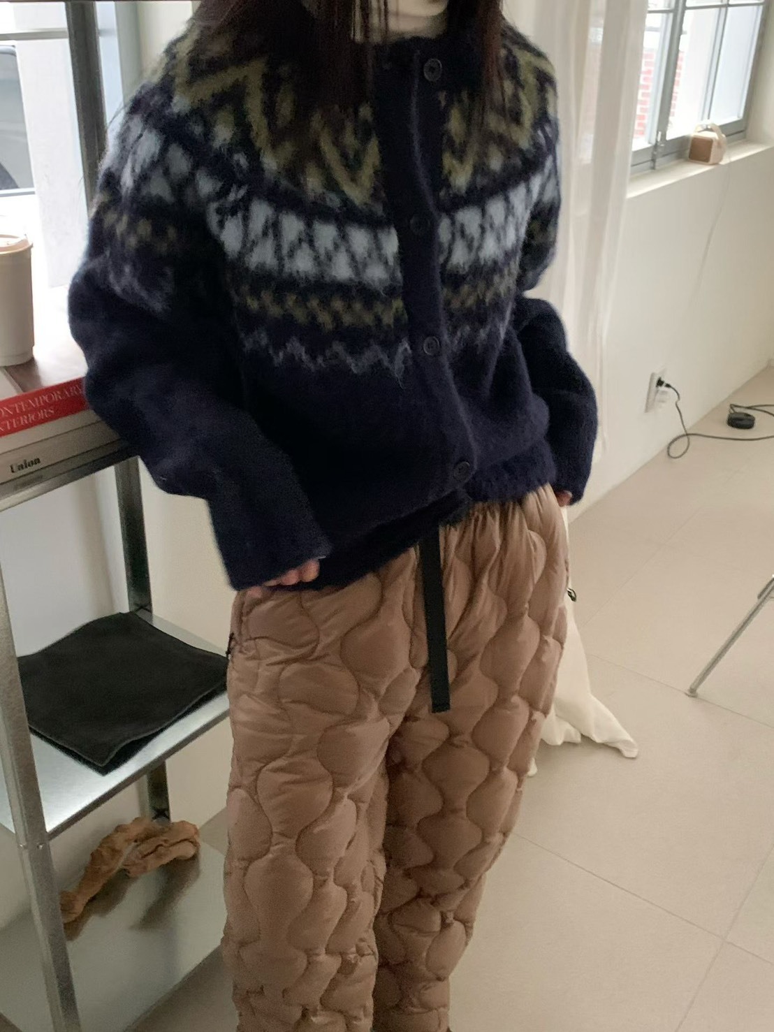 羊毛費爾島紋路針織上衣