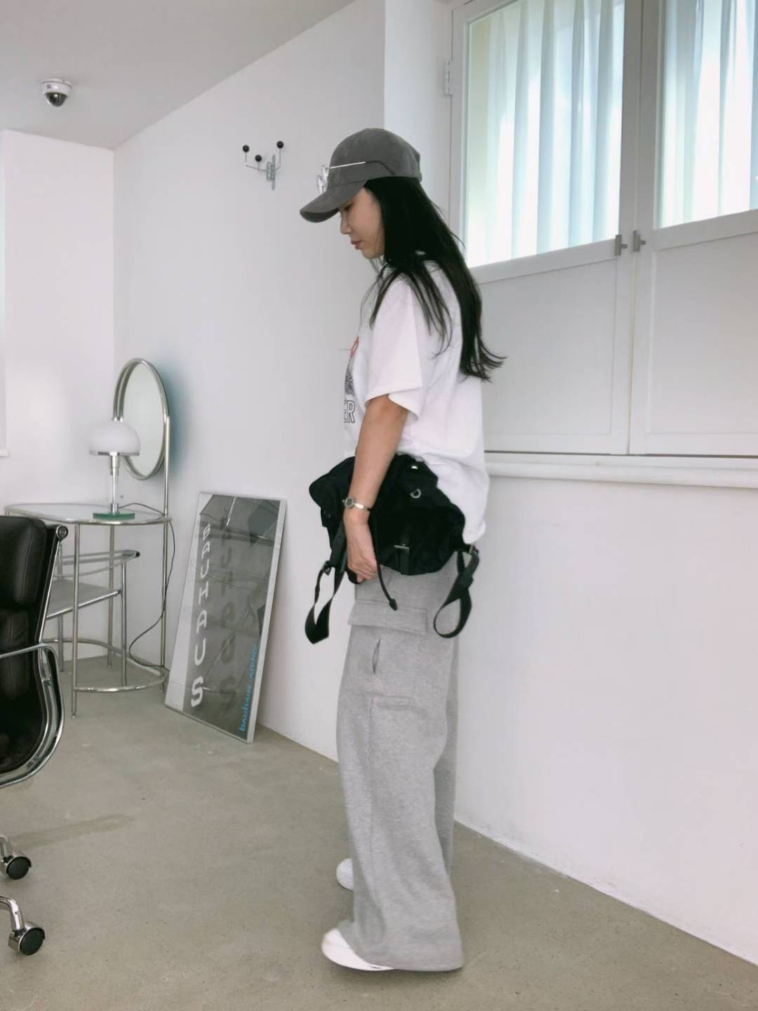 側口袋綁帶休閒長褲