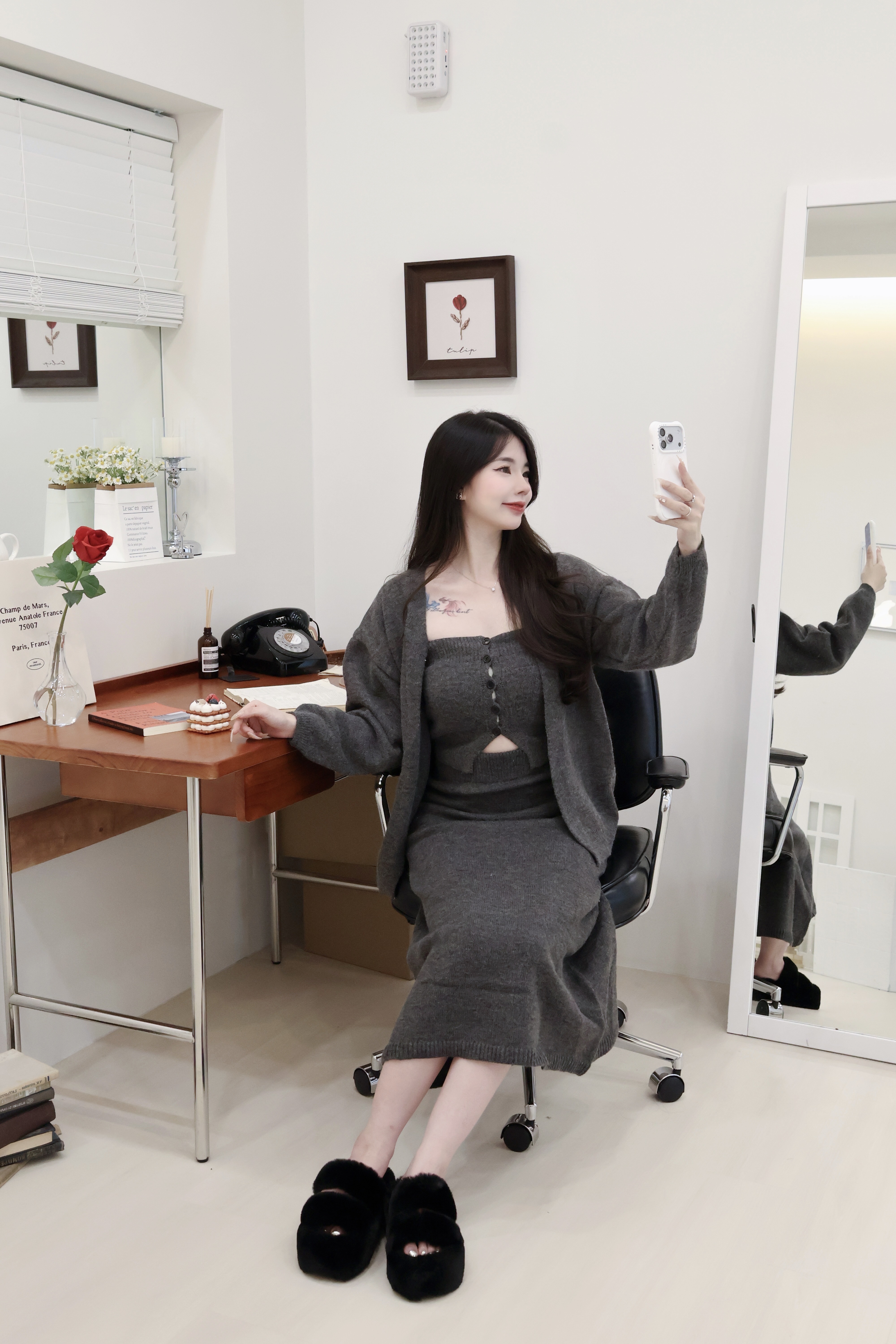 法式純欲🩶毛衣三件套